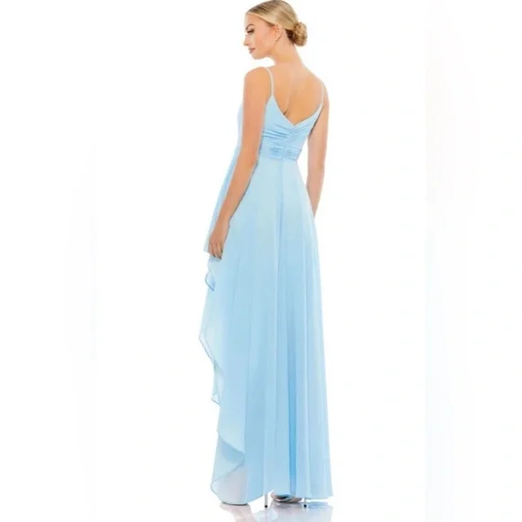 Mac Duggal Asymmetrical Hem Midi Ruffle Gown, NWT Powder Blue #55412 siz… - Picture 2 of 8